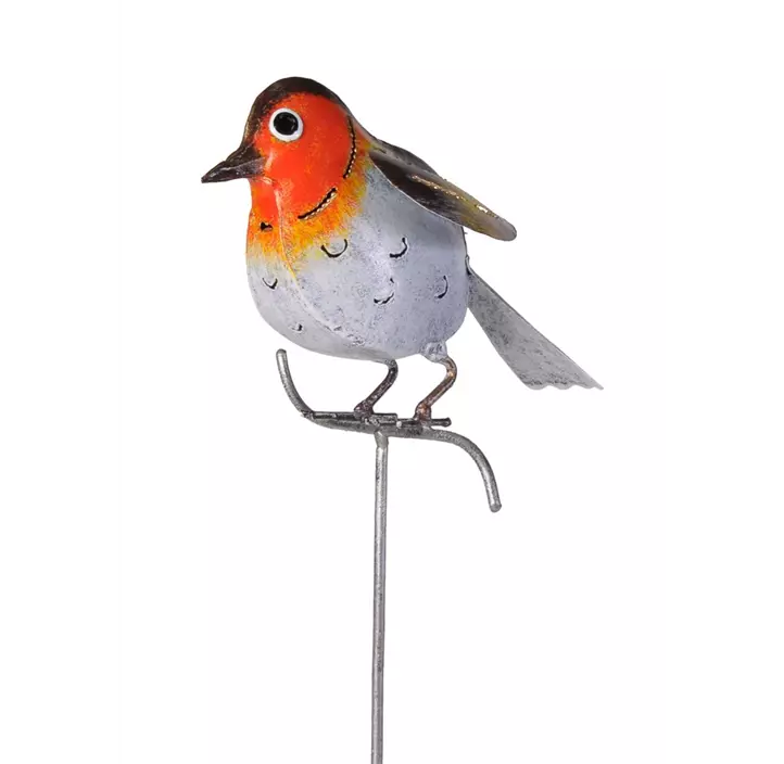 Gartenstecker Specht und Rotkehlchen