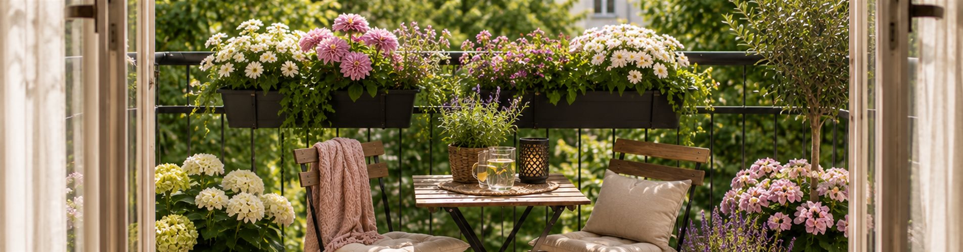 Header blühender Balkon
