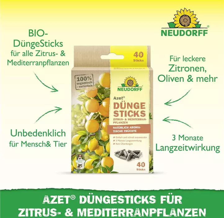Azet Düngesticks für Zitrus- und Mediterranpflanzen